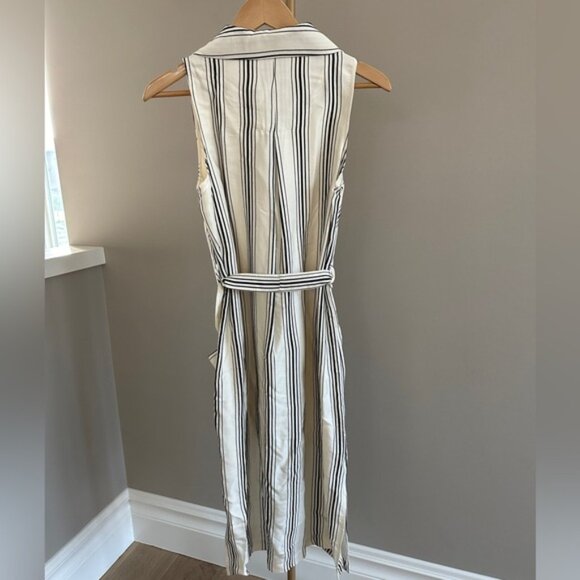 Maeve By Anthropologie Esther Collared Trench Style Striped Sleeveless D… - Picture 4 of 9